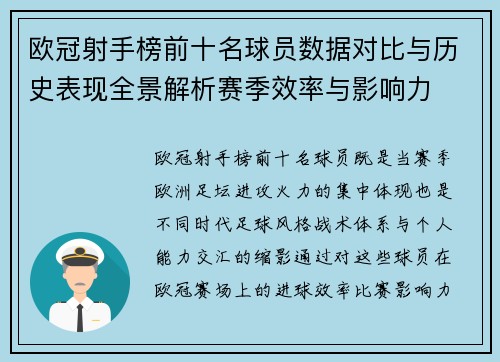 欧冠射手榜前十名球员数据对比与历史表现全景解析赛季效率与影响力